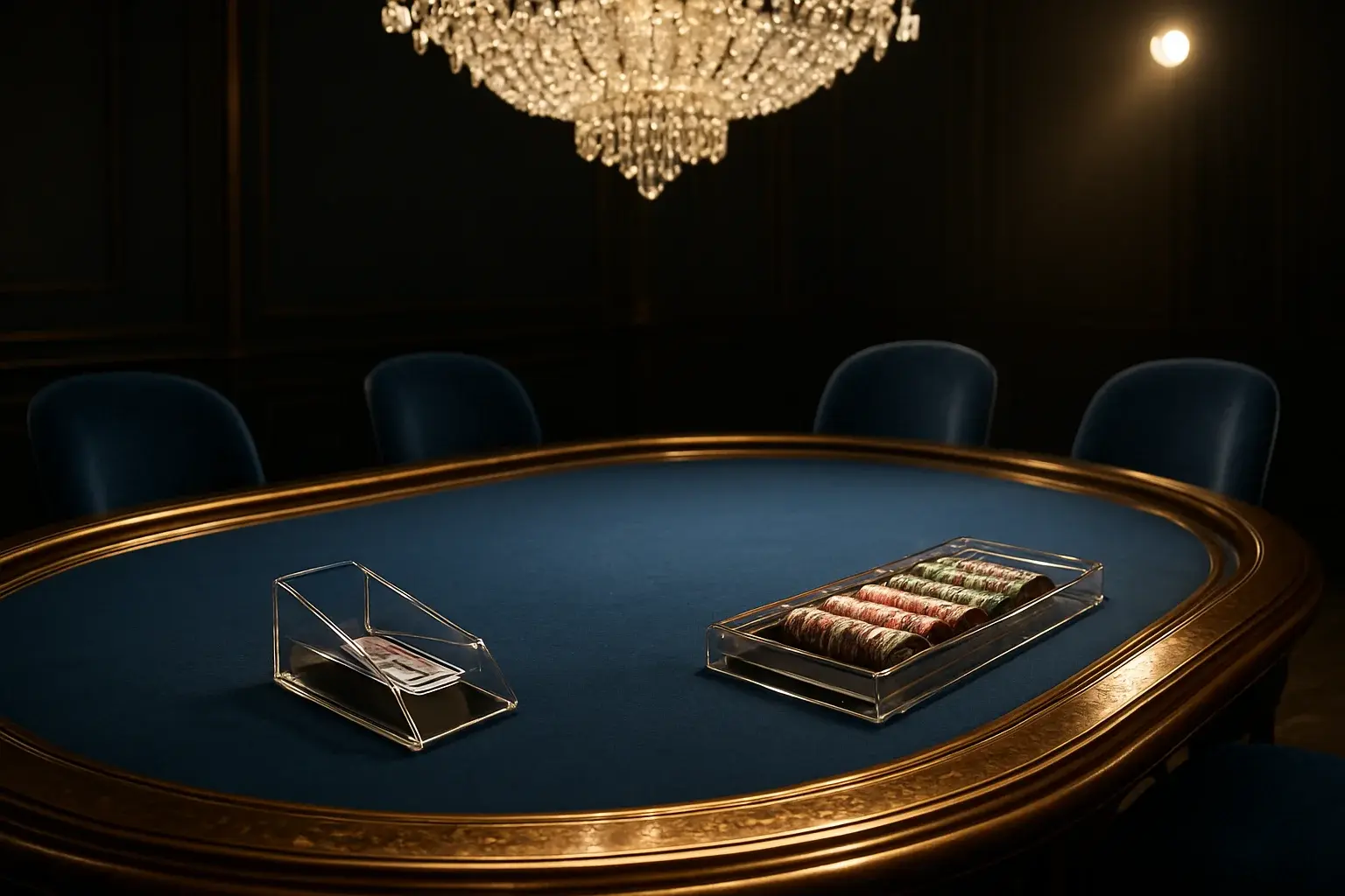 Hyperrealistic wide shot of premium live baccarat studio in the Philippines